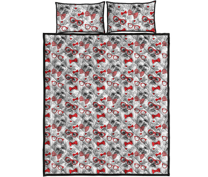 Lovely Yorkshire Terrier Pattern Print Quilt Bed Set