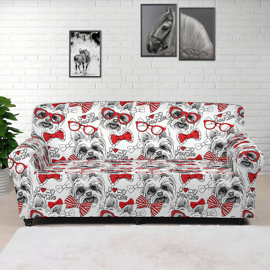 Lovely Yorkshire Terrier Pattern Print Sofa Cover