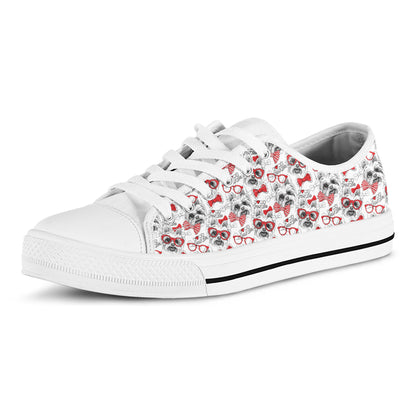 Lovely Yorkshire Terrier Pattern Print White Low Top Shoes