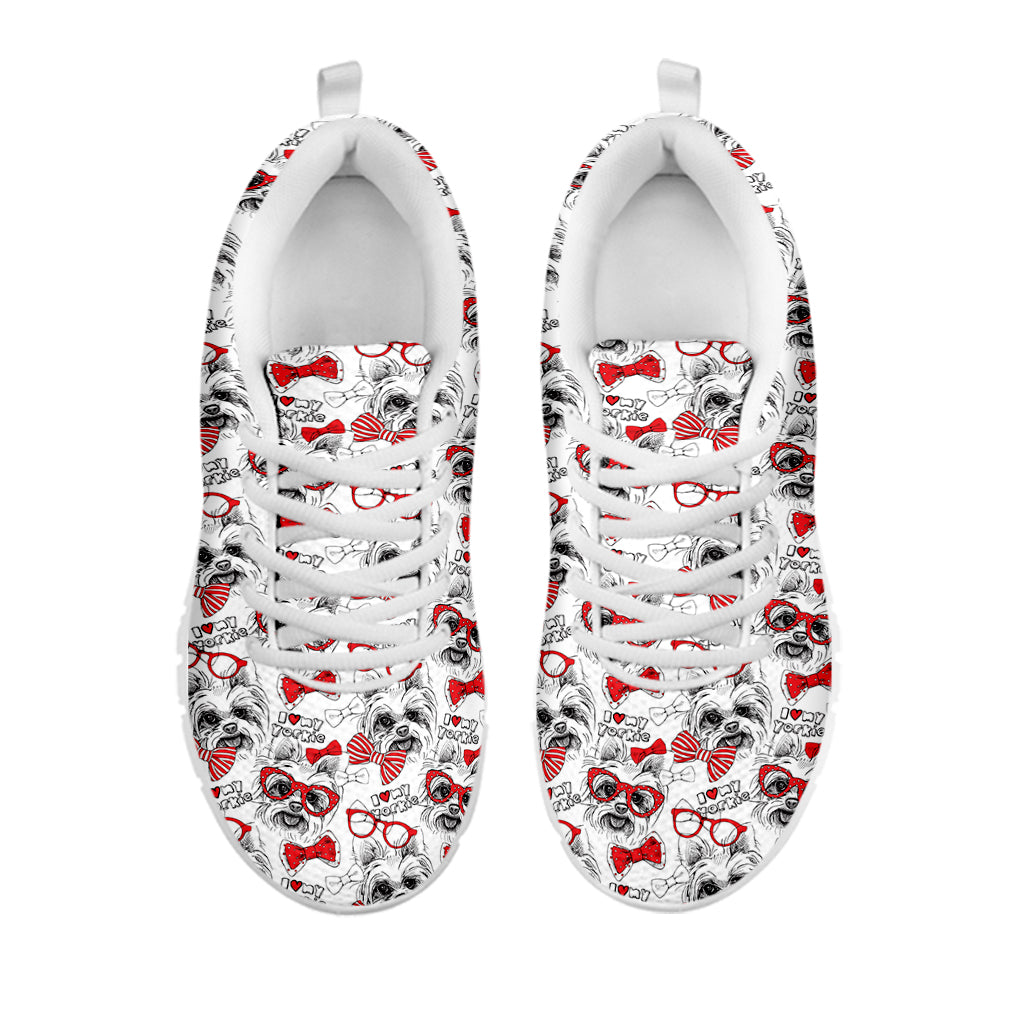Lovely Yorkshire Terrier Pattern Print White Sneakers