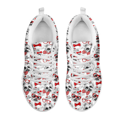 Lovely Yorkshire Terrier Pattern Print White Sneakers