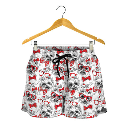 Lovely Yorkshire Terrier Pattern Print Women's Shorts