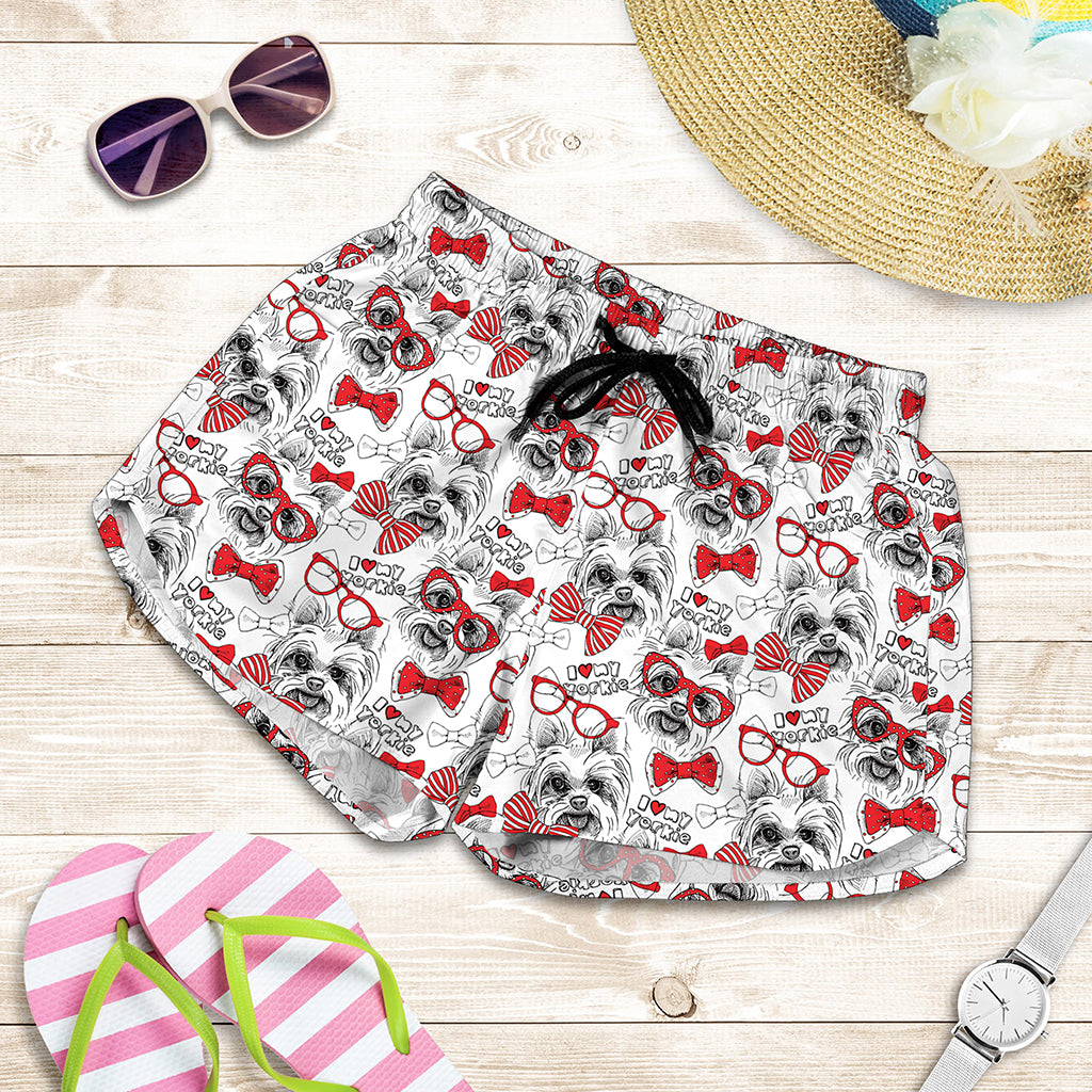 Lovely Yorkshire Terrier Pattern Print Women's Shorts