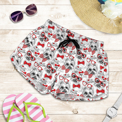 Lovely Yorkshire Terrier Pattern Print Women's Shorts