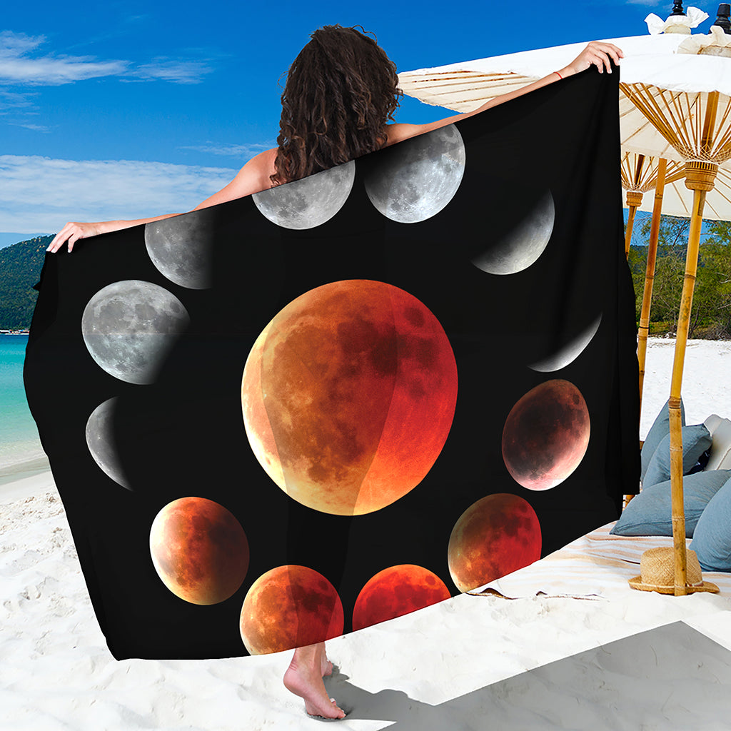 Lunar Eclipse Cycle Print Beach Sarong Wrap