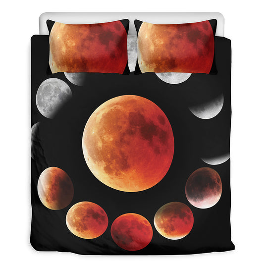 Lunar Eclipse Cycle Print Duvet Cover Bedding Set
