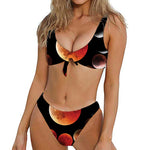 Lunar Eclipse Cycle Print Front Bow Tie Bikini