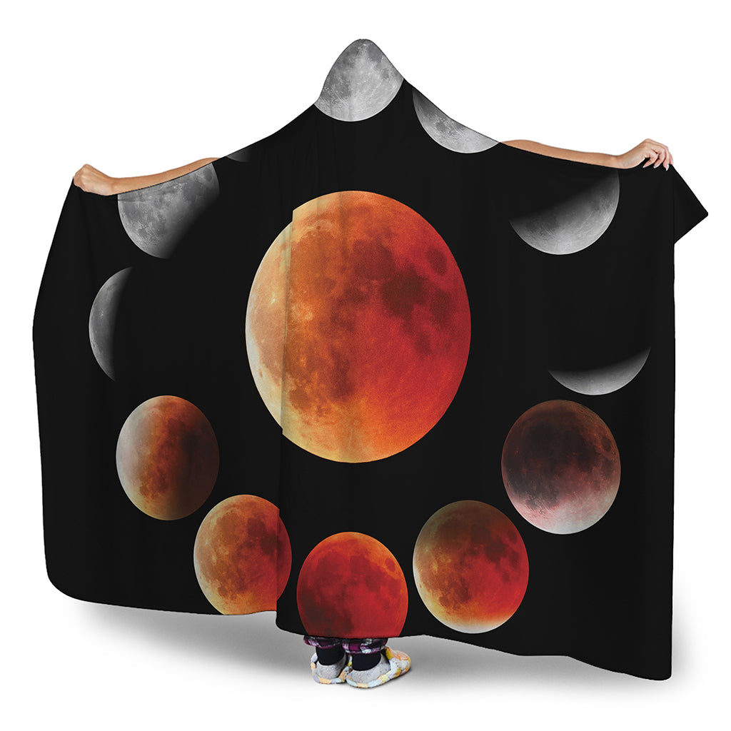 Lunar Eclipse Cycle Print Hooded Blanket