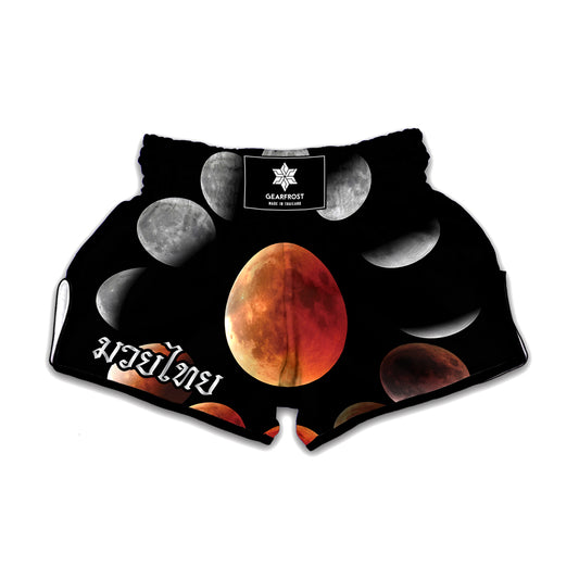 Lunar Eclipse Cycle Print Muay Thai Boxing Shorts