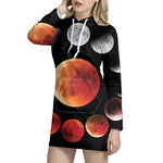 Lunar Eclipse Cycle Print Pullover Hoodie Dress