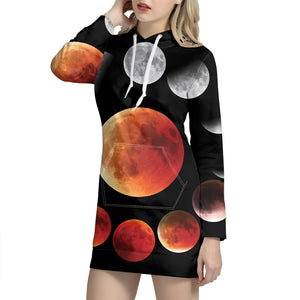 Lunar Eclipse Cycle Print Pullover Hoodie Dress