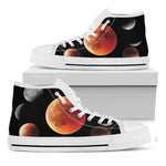 Lunar Eclipse Cycle Print White High Top Shoes