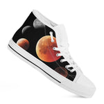 Lunar Eclipse Cycle Print White High Top Shoes