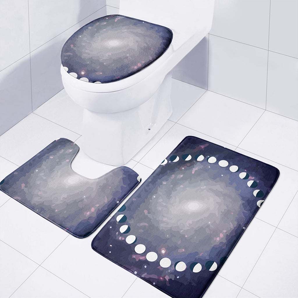 Lunar Phase Cycle Print 3 Piece Bath Mat Set