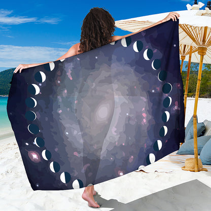 Lunar Phase Cycle Print Beach Sarong Wrap