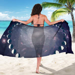 Lunar Phase Cycle Print Beach Sarong Wrap