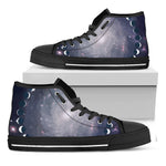 Lunar Phase Cycle Print Black High Top Shoes