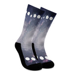 Lunar Phase Cycle Print Crew Socks