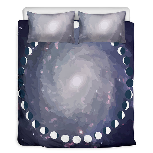 Lunar Phase Cycle Print Duvet Cover Bedding Set