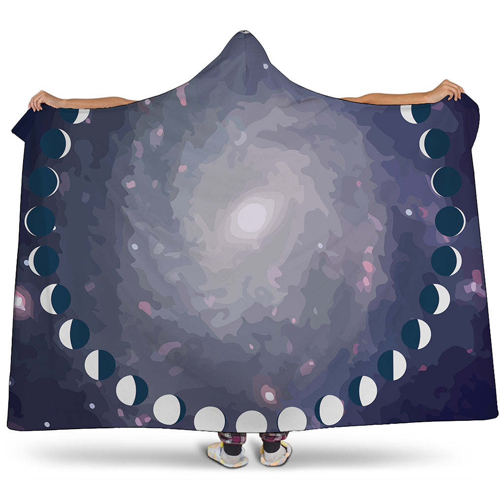 Lunar Phase Cycle Print Hooded Blanket