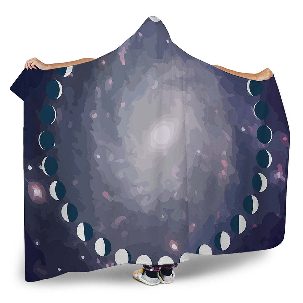 Lunar Phase Cycle Print Hooded Blanket