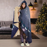 Lunar Phase Cycle Print Hooded Blanket