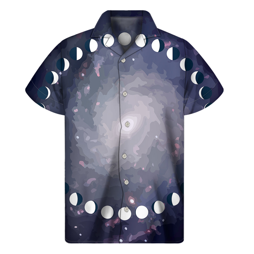 Lunar Phase Cycle Print Men's Short Sleeve Shirt