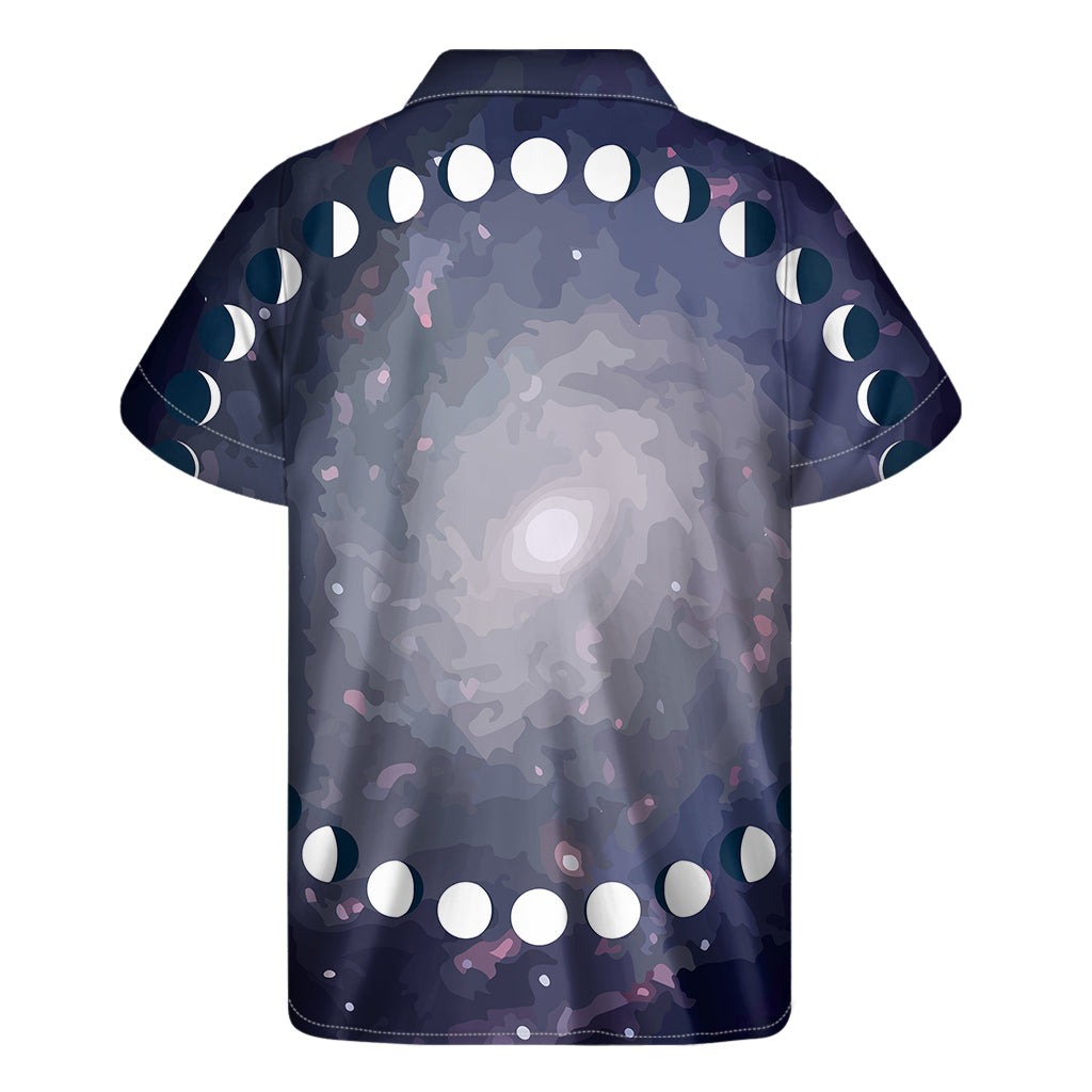 Lunar Phase Cycle Print Men's Short Sleeve Shirt