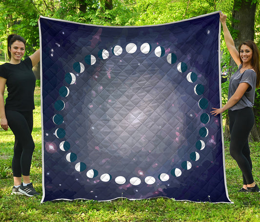 Lunar Phase Cycle Print Quilt