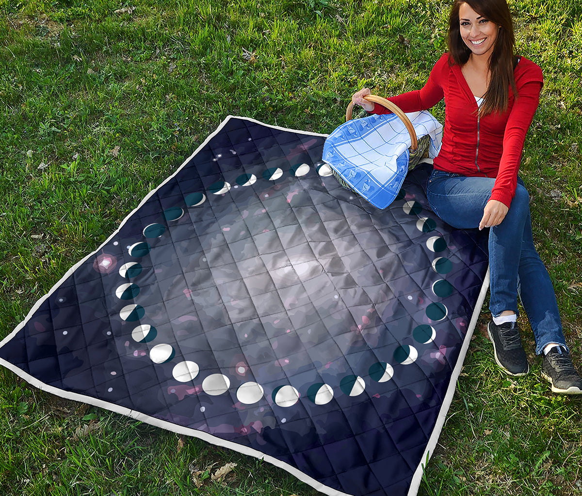 Lunar Phase Cycle Print Quilt