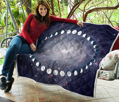 Lunar Phase Cycle Print Quilt