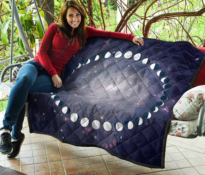 Lunar Phase Cycle Print Quilt