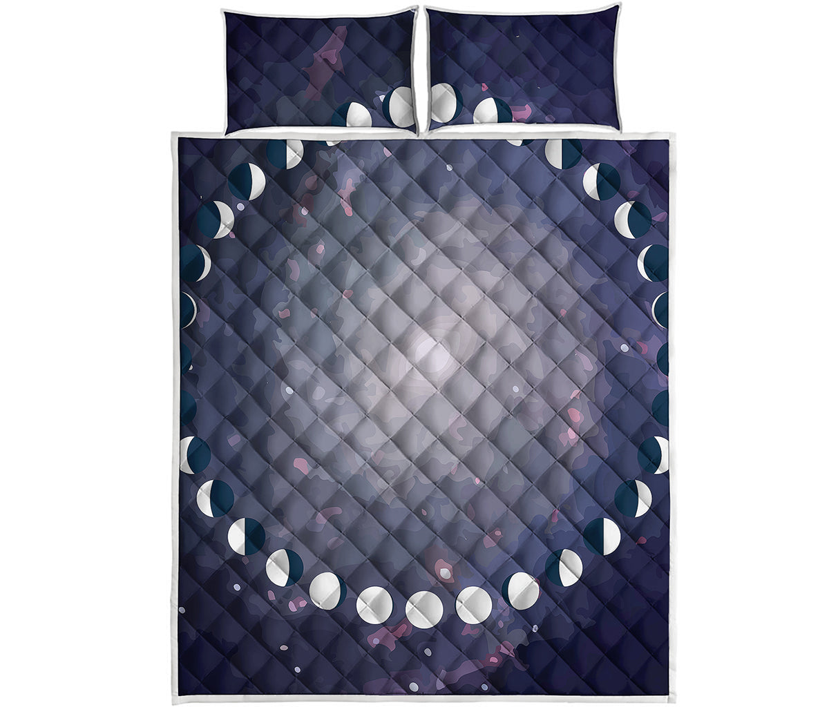 Lunar Phase Cycle Print Quilt Bed Set