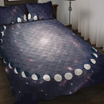 Lunar Phase Cycle Print Quilt Bed Set