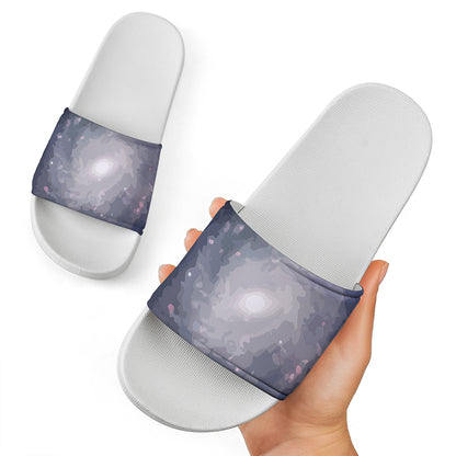 Lunar Phase Cycle Print White Slide Sandals