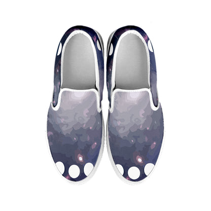 Lunar Phase Cycle Print White Slip On Shoes