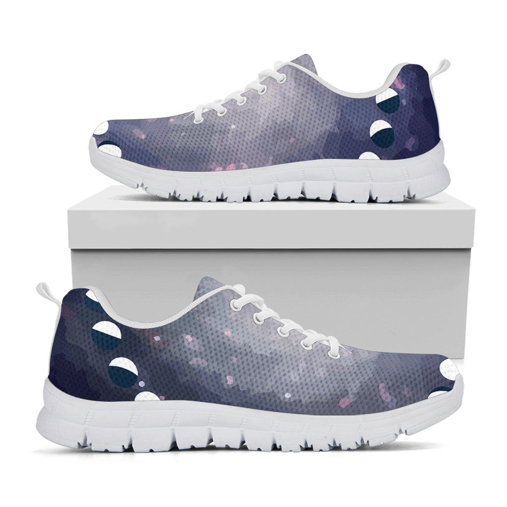 Lunar Phase Cycle Print White Sneakers