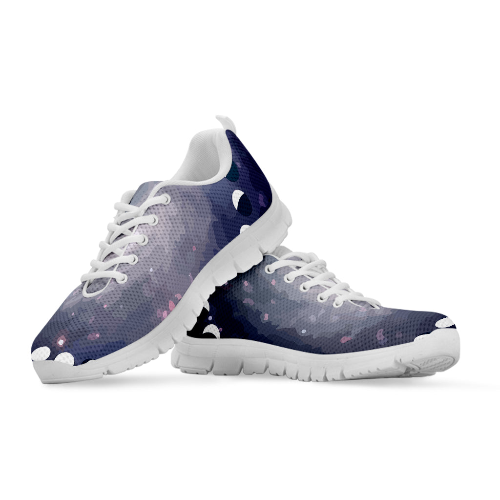Lunar Phase Cycle Print White Sneakers