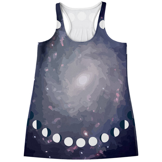 Lunar Phase Cycle Print Women's Racerback Tank Top