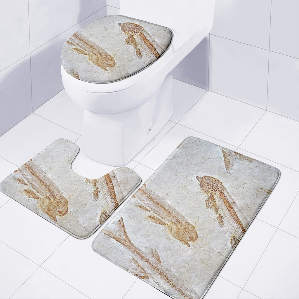 Lycoptera Fish Fossil Print 3 Piece Bath Mat Set