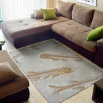 Lycoptera Fish Fossil Print Area Rug