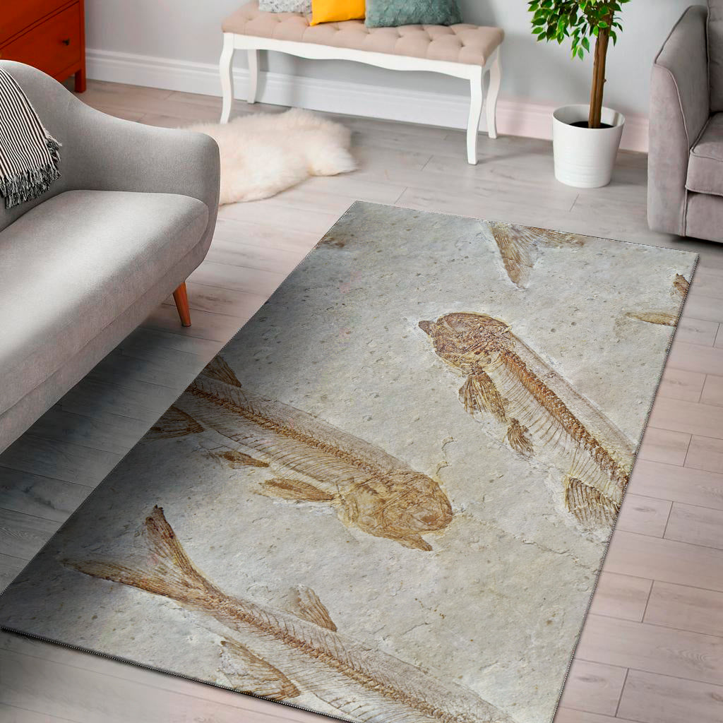 Lycoptera Fish Fossil Print Area Rug