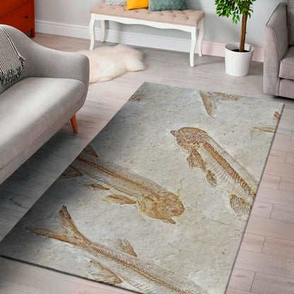Lycoptera Fish Fossil Print Area Rug
