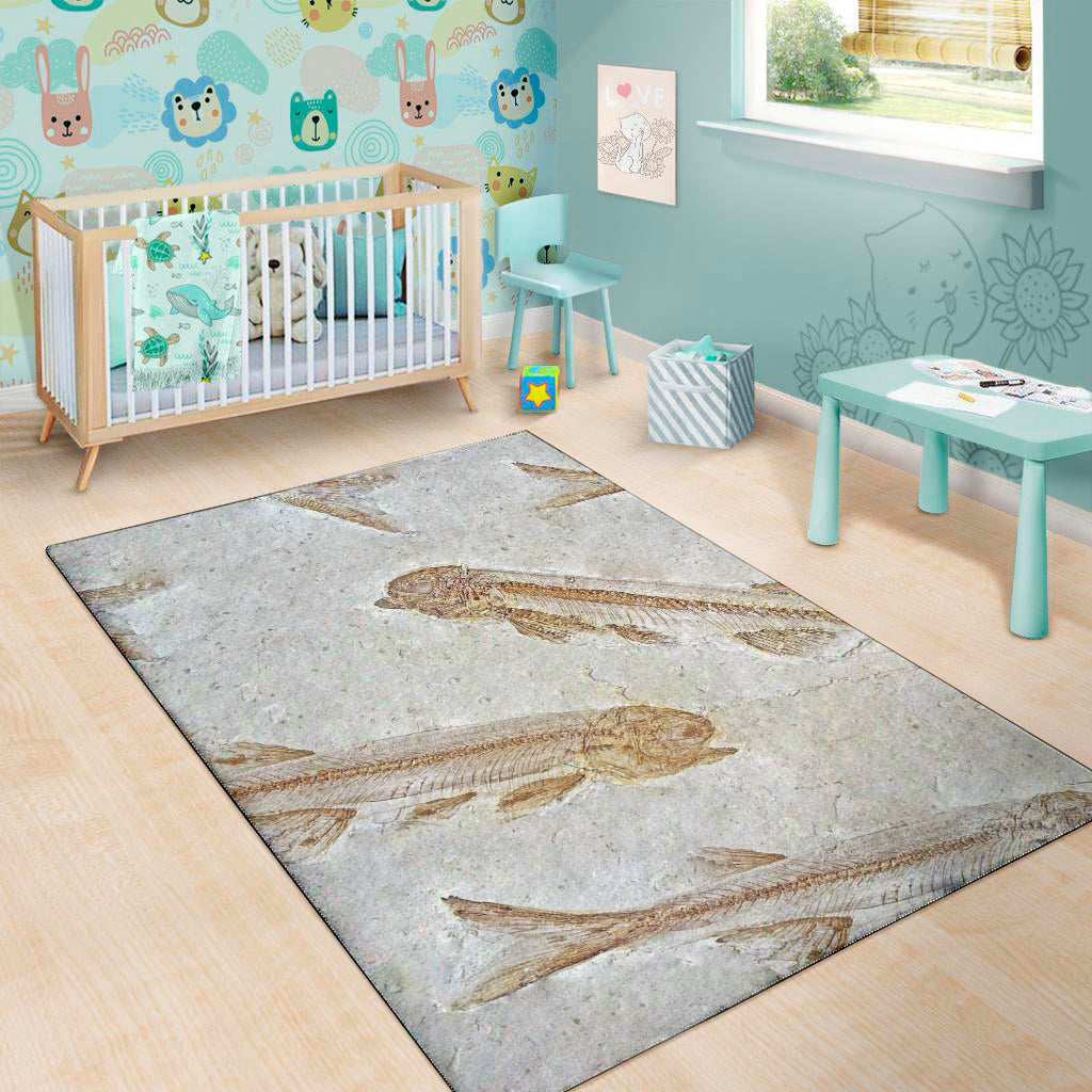 Lycoptera Fish Fossil Print Area Rug