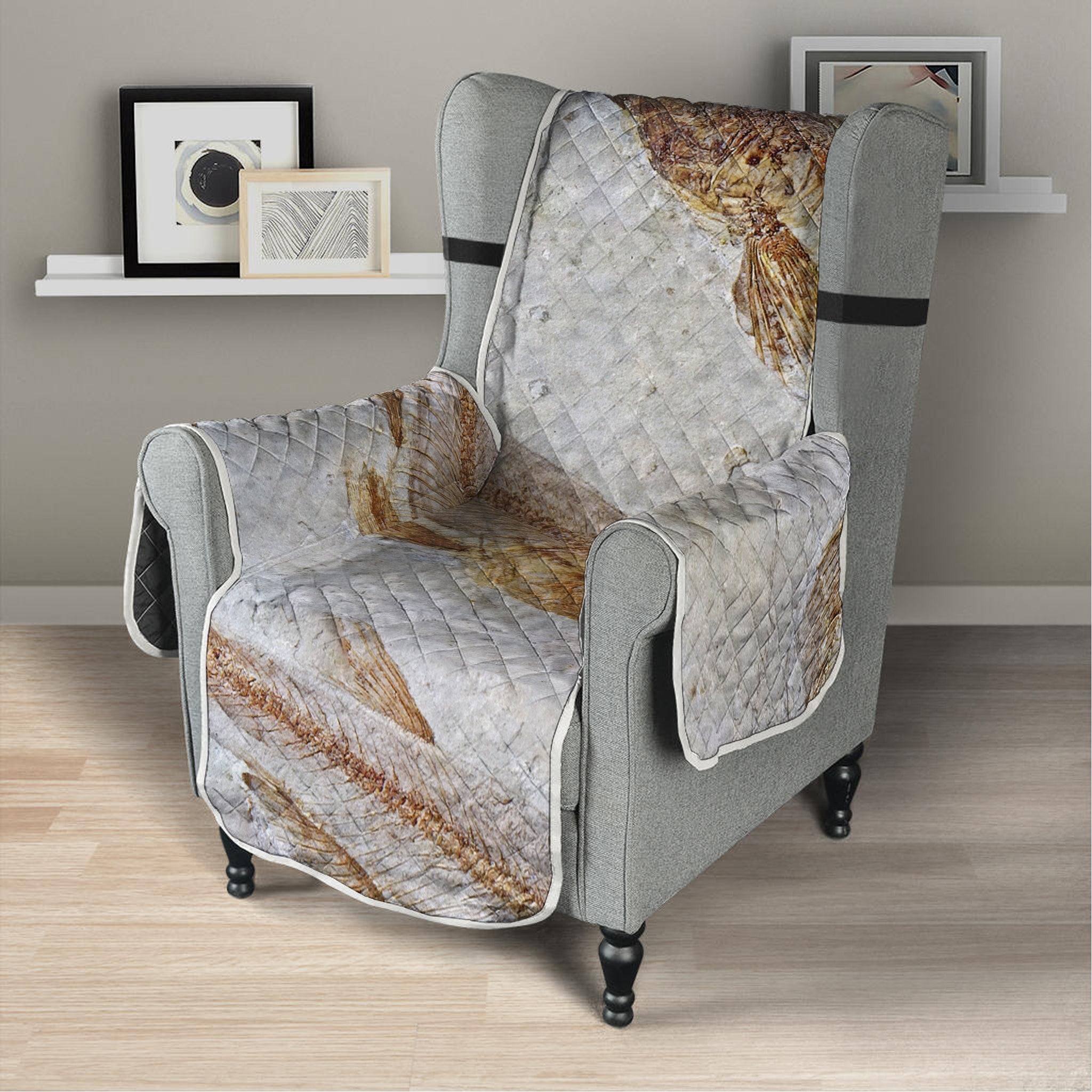 Lycoptera Fish Fossil Print Armchair Protector