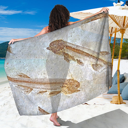 Lycoptera Fish Fossil Print Beach Sarong Wrap