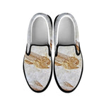 Lycoptera Fish Fossil Print Black Slip On Shoes