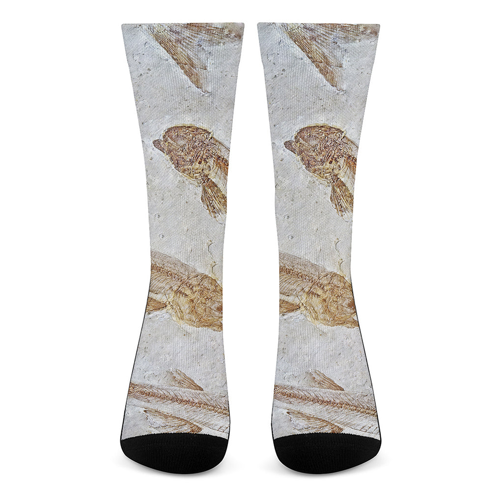 Lycoptera Fish Fossil Print Crew Socks