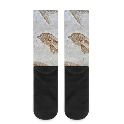 Lycoptera Fish Fossil Print Crew Socks