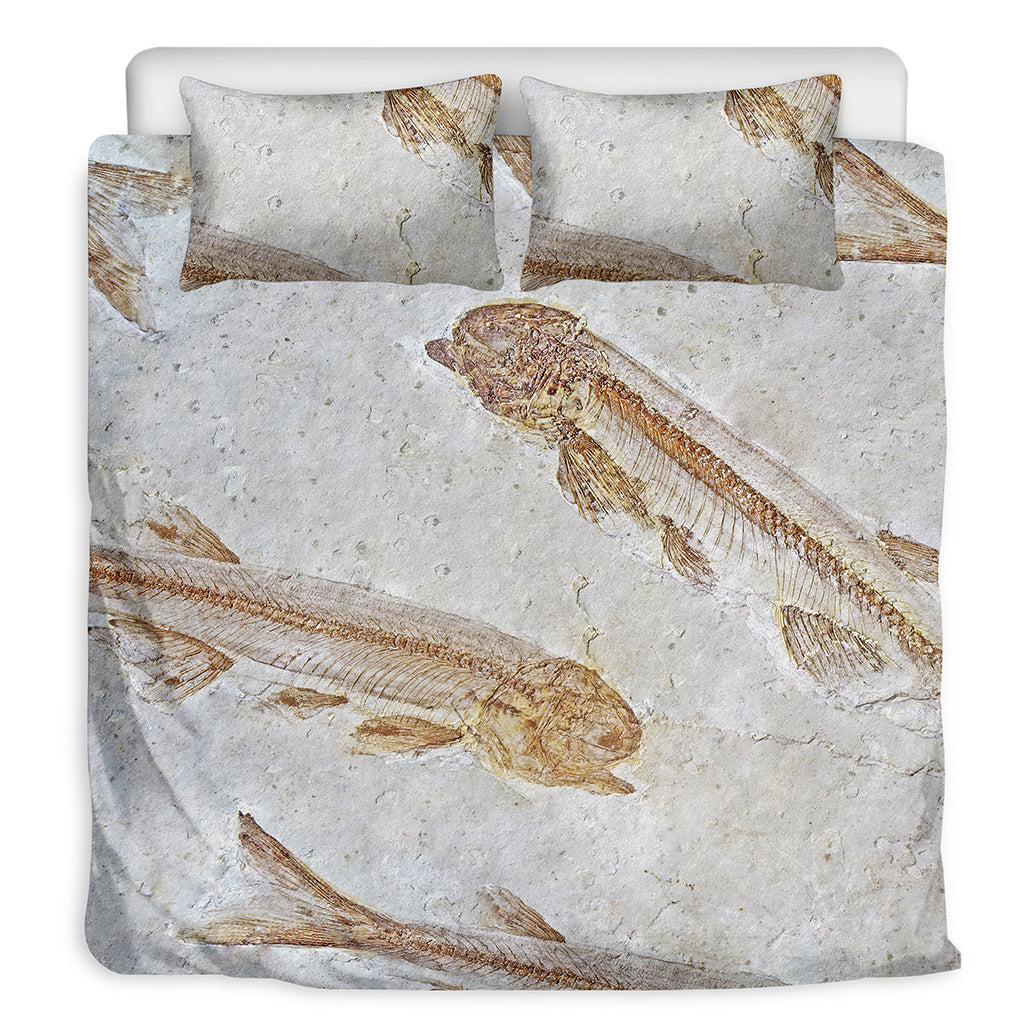 Lycoptera Fish Fossil Print Duvet Cover Bedding Set